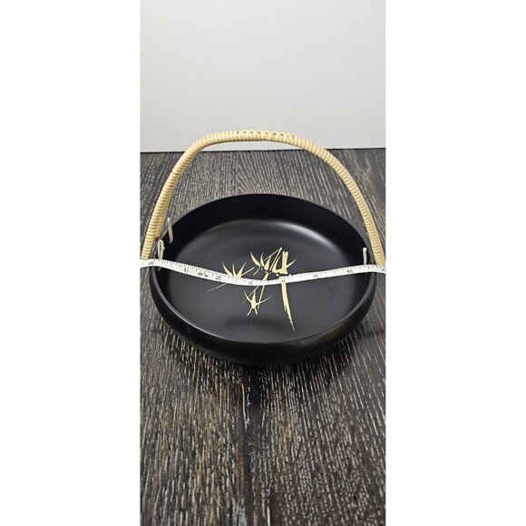 OMC Otagiri Lacquerware Black Gold Bamboo Round 7.5" Japan - Picture 6 of 6